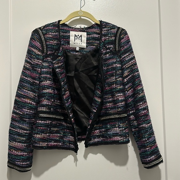 Milly crop jacket/blazer sz 6 multi-colored shimmer - Picture 8 of 17